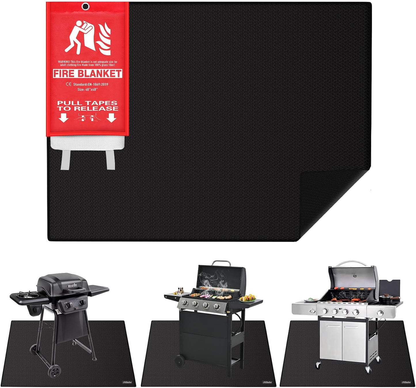 Tapete parrilla ignífuga 40x40pulg doble cara 65x48pulg