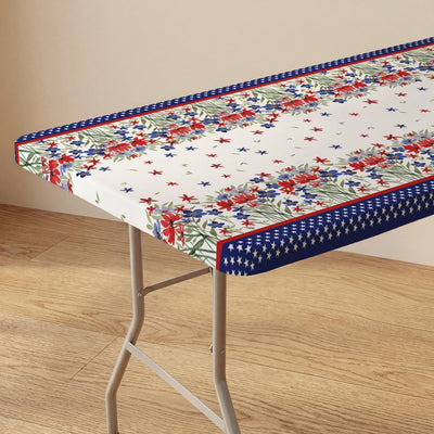 Mantel ajustable rectangular para 4 de julio 72 x 30 pulgadas diseño estrellas EE.UU. vintage lavable con bordes elásticos