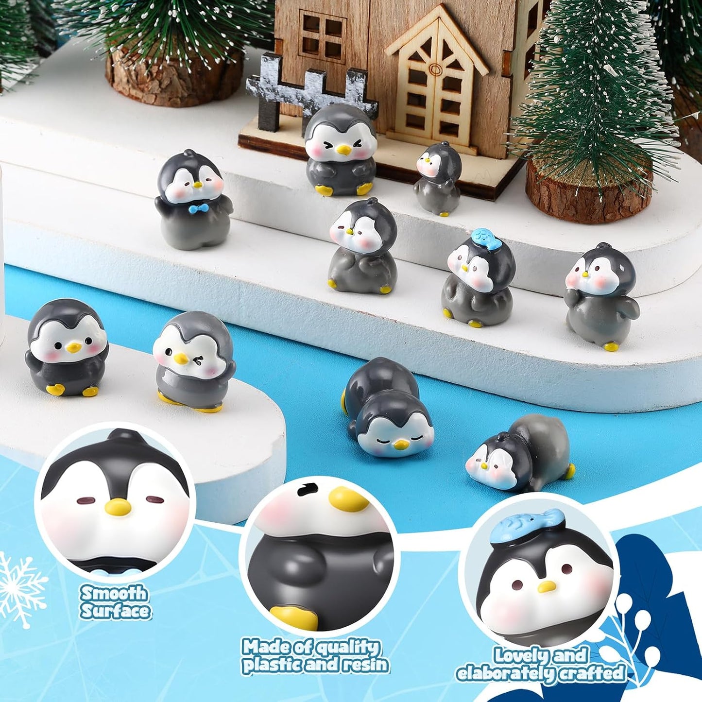 30 Pzas Figuras Pingüinos Mini Decoración Navidad