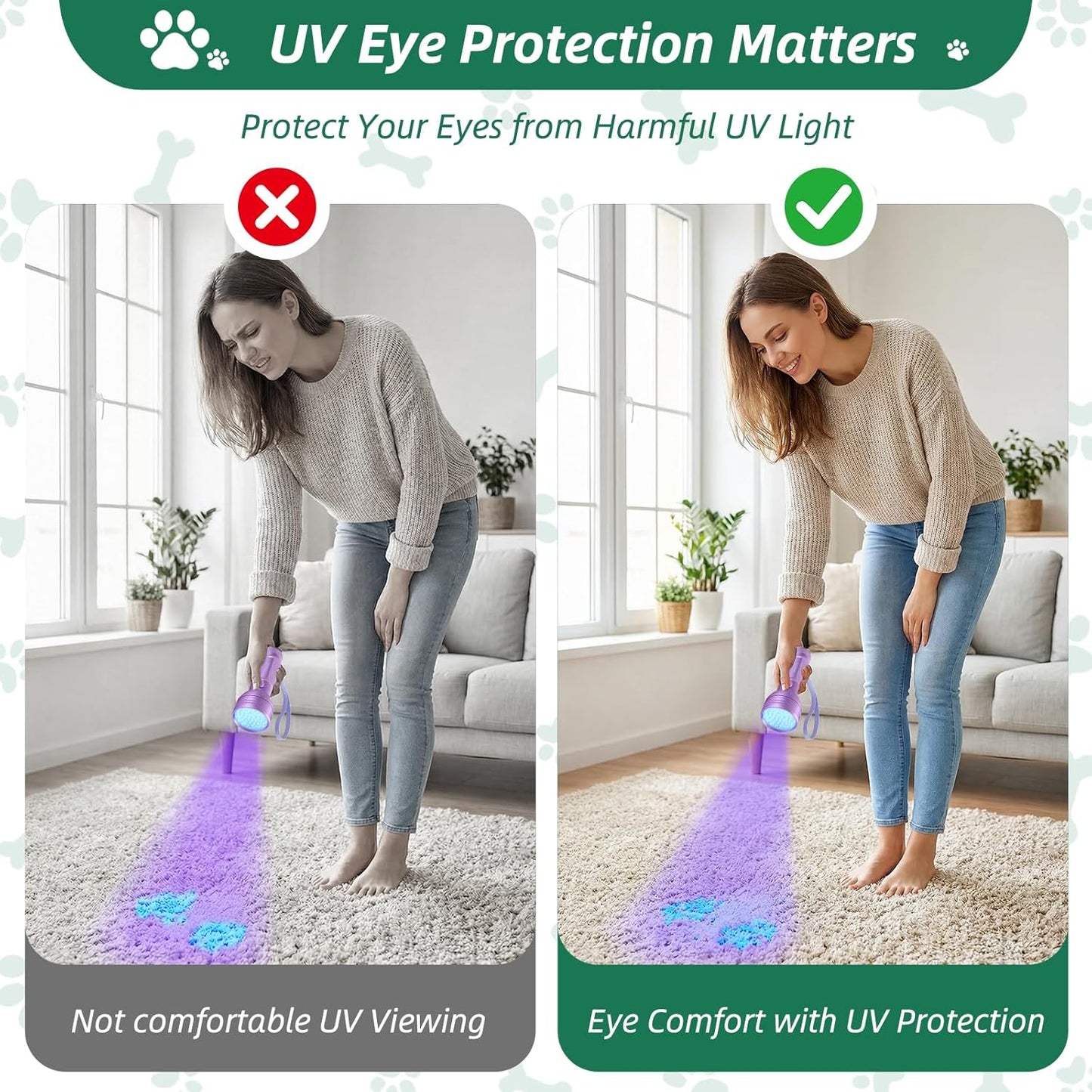 Luz negra UV detector orina mascotas linterna morada