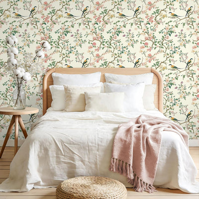 Papel Tapiz Vintage Floral Autoadhesivo Extraíble 17.7x118pulg