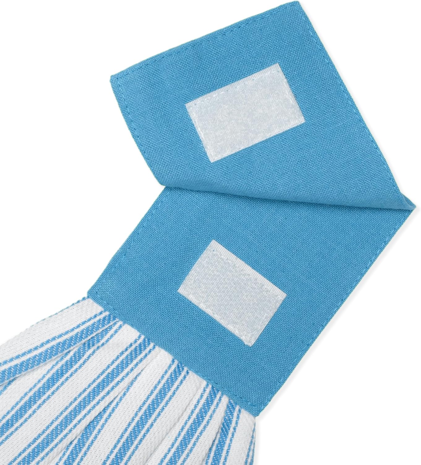 Toalla de mano de cocina Alaska azul y blanco rayas punto colgante con botón juego de 2