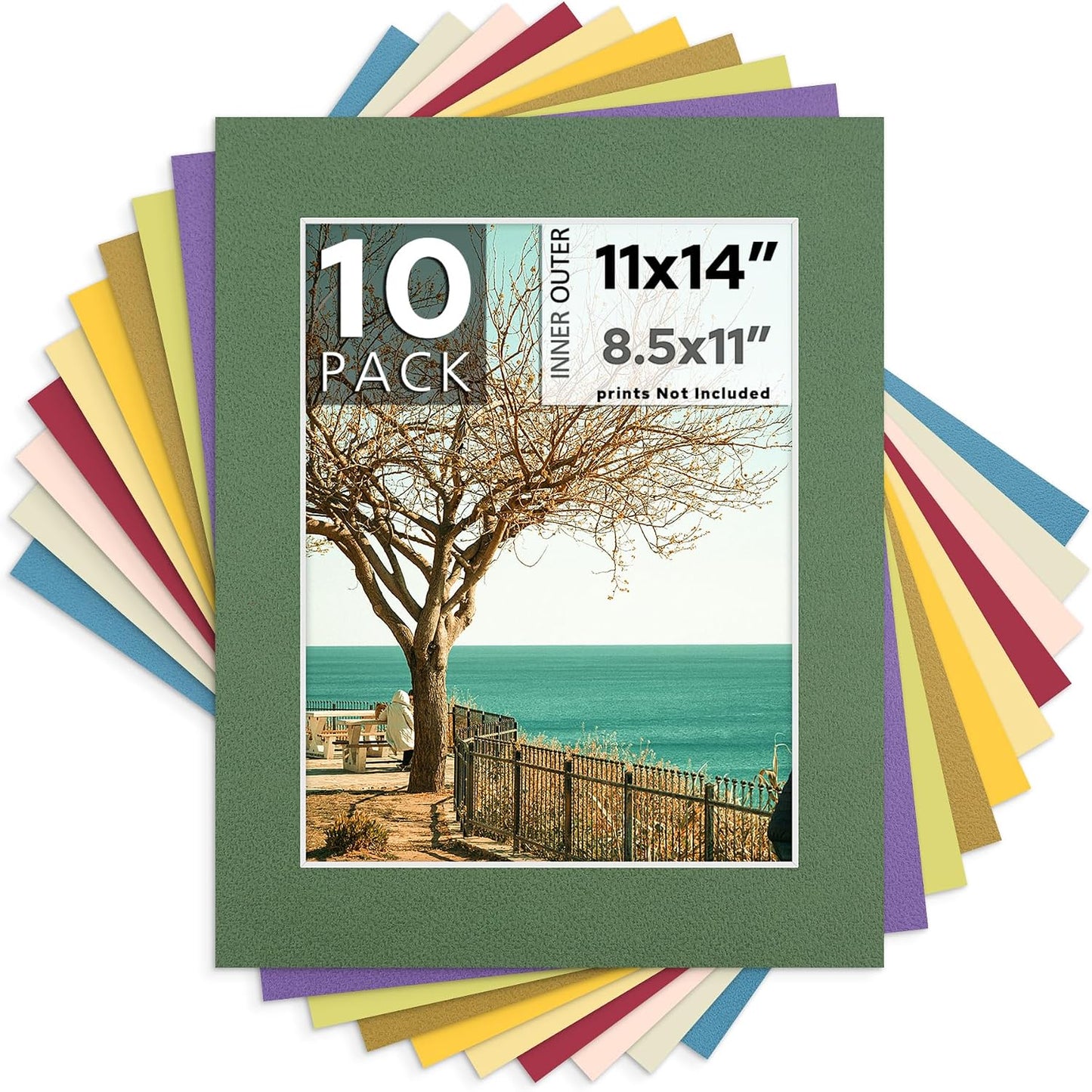 Tapetes para marcos 11x14 pulg con núcleo blanco 10 pzas