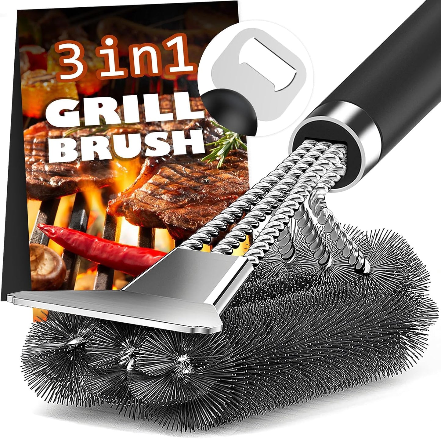 Cepillo y raspador parrilla mango ajustable 18pulg