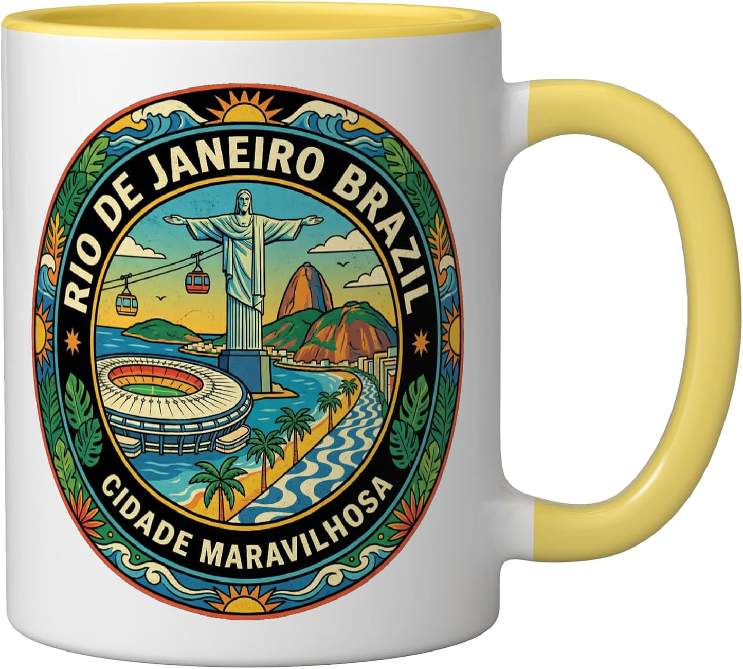 Taza Cerámica Viaje Río de Janeiro Amarillo Blanco