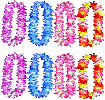 8 Pzas Leis Hawaianas 41pulg 4 Colores para Fiesta