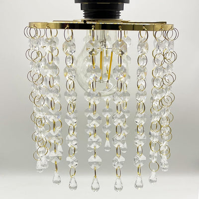 Lámpara cristal pantalla colgante cuentas 6pulg dorado