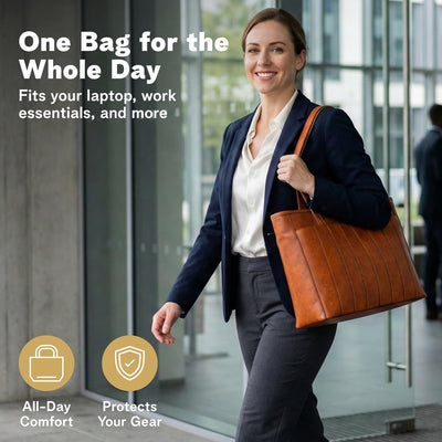 Bolsa de mano para laptop mujer cuero vegano 14pulg cremallera