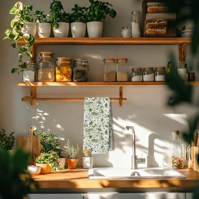 Toallas de cocina con diseño de conejo de Pascua verde salvia