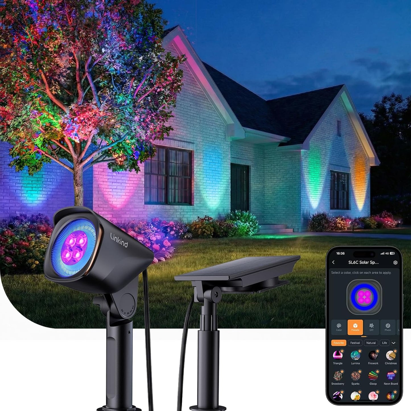 Luz solar exterior IP66 con carga USB cambio de color 1 Pack