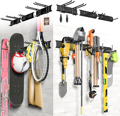 Organizador herramientas pared metal 96pulg 6 rieles 12 ganchos