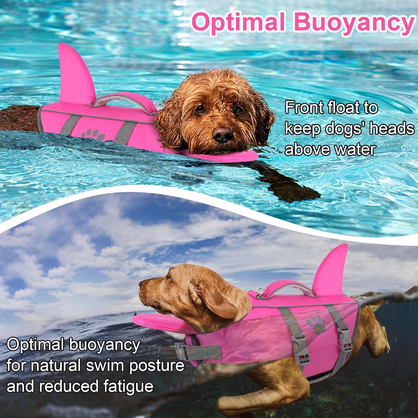 Chaleco salvavidas para perros con asa reflectante