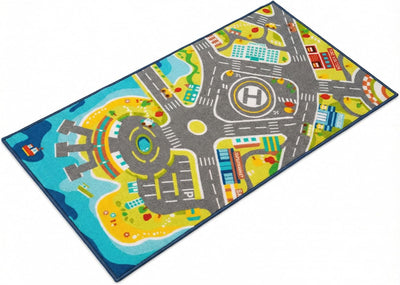 Alfombra juego educativo puerto azul amarillo 55x26pulg