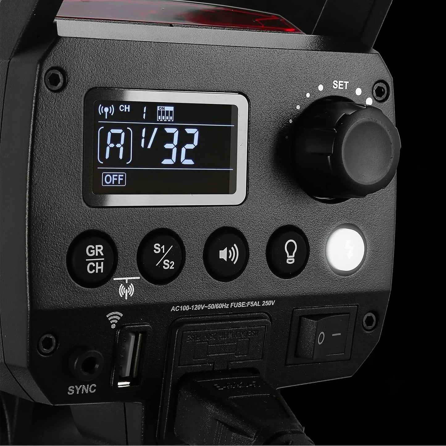 Flash estroboscópico 300W inalámbrico 2.4G con LED y Bowens