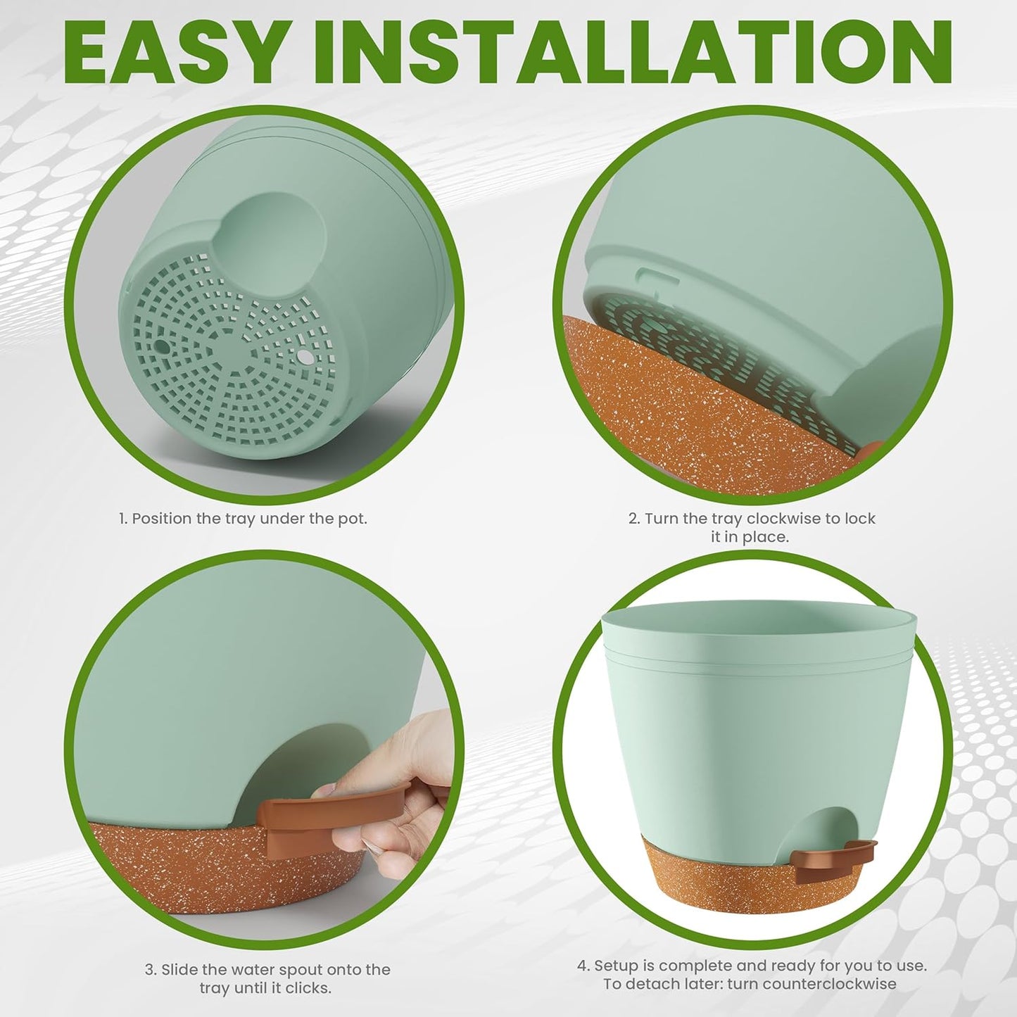 Set 5 Macetas Interior con Drenaje 6.8/6.4/5.9/5.5pulg