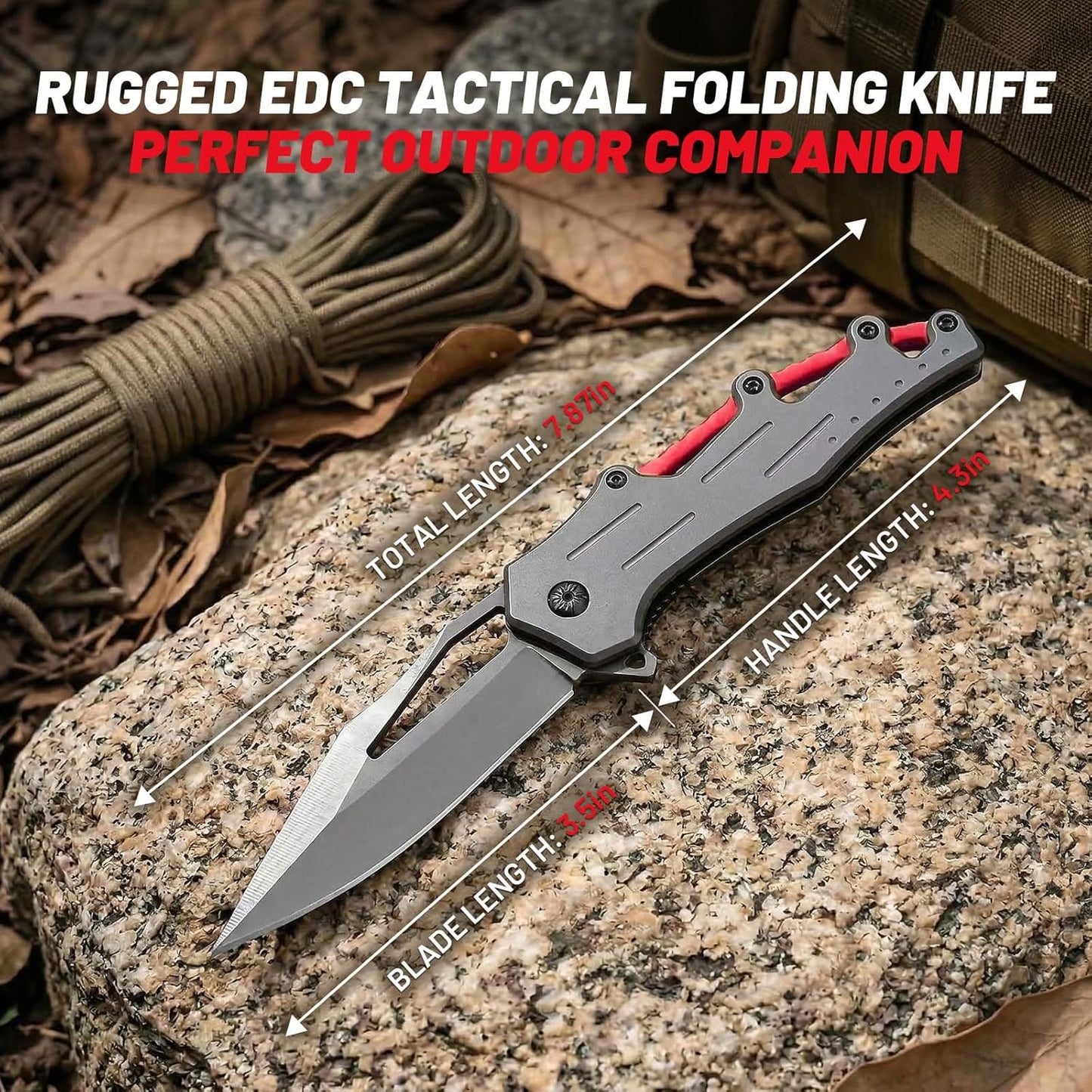 Cuchillo plegable acero inox 3.4pulg con clip táctico EDC