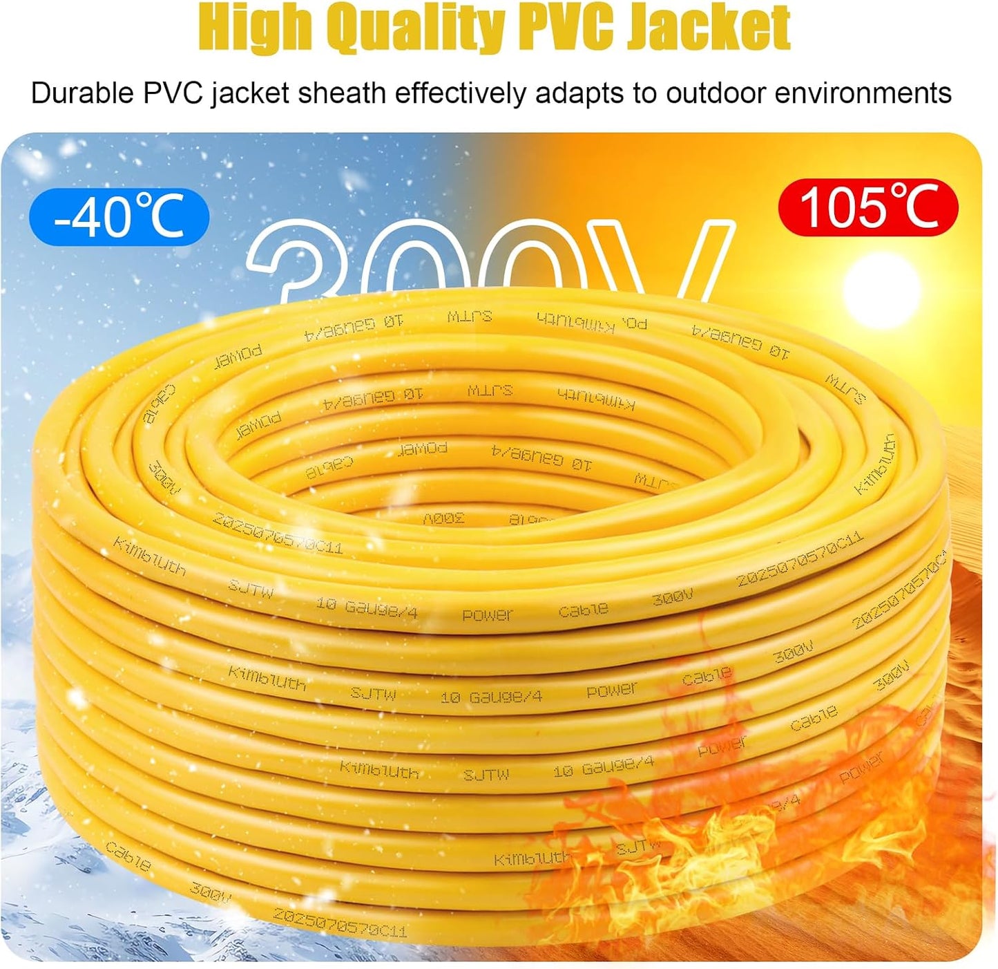 Cable de cobre 20ft calibre 10/4 para exterior automotriz