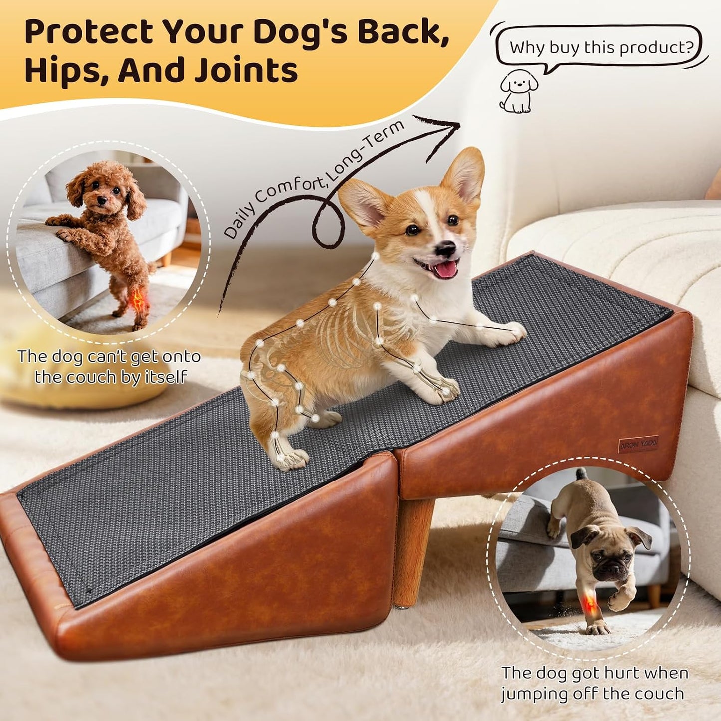 Escalera mascotas 16pulg antideslizante rampa 2en1 plegable