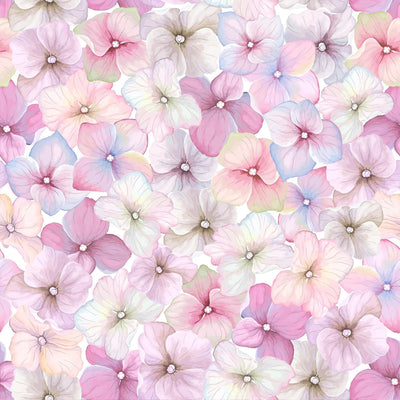 Papel tapiz floral hortensias acuarela para paredes