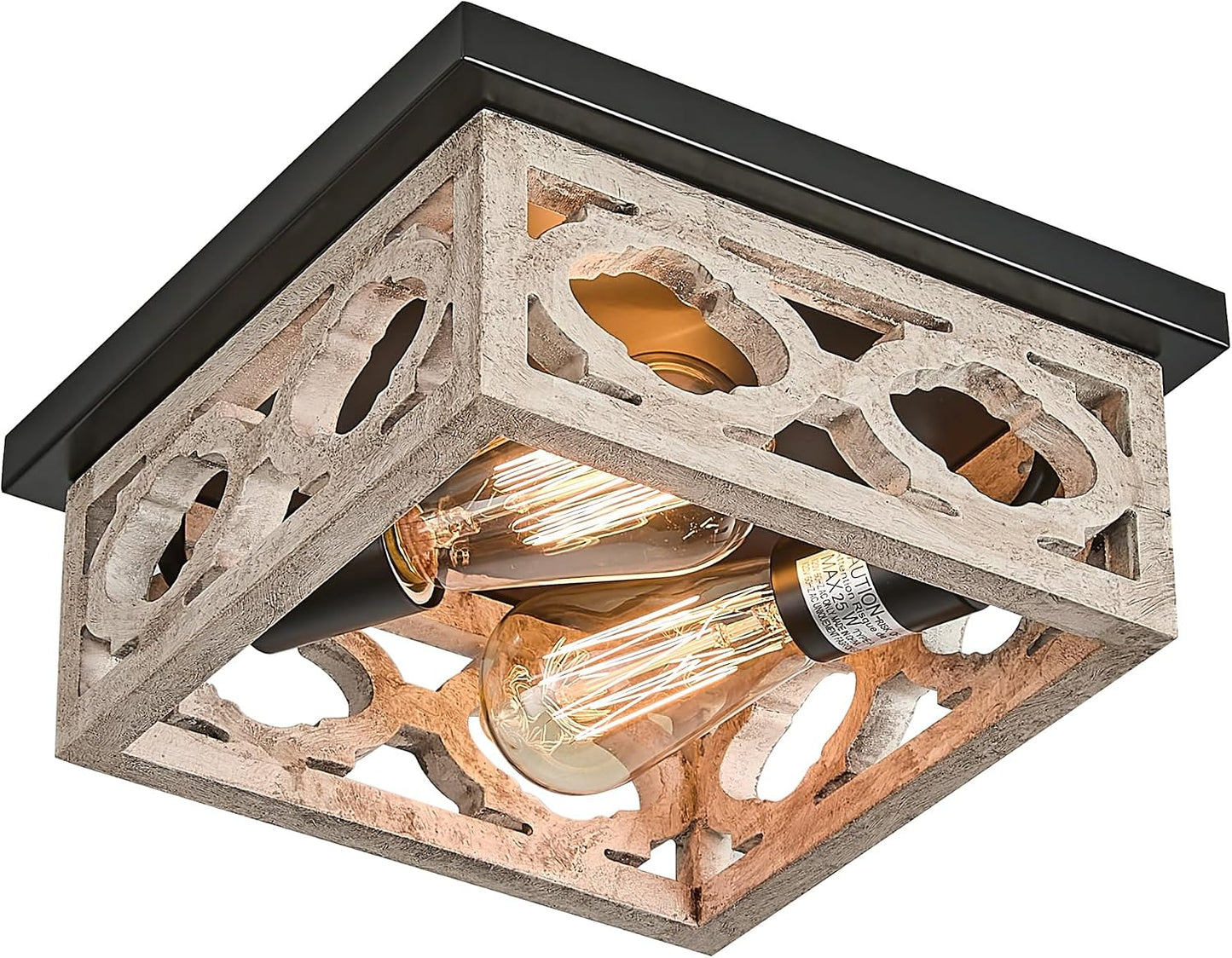 Lámpara techo estilo granja 10.5pulg 2 luces E26 blanco envejecido