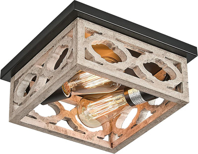 Lámpara techo estilo granja 10.5pulg 2 luces E26 blanco envejecido