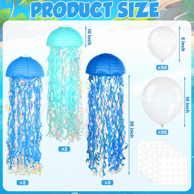 Decoración fiesta bajo el mar farol medusa 10pulg con 100 globos