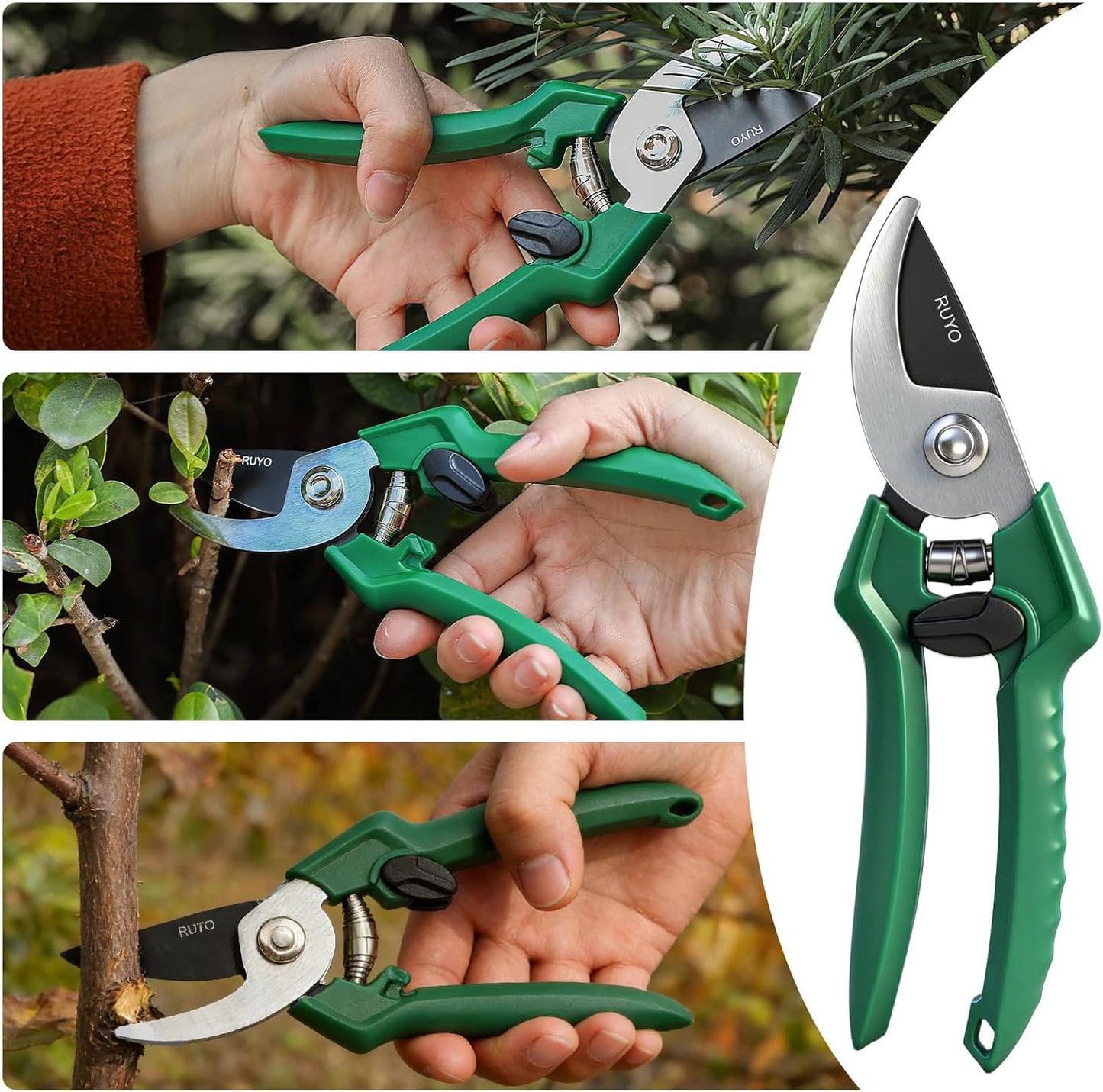 Tijeras podar 3/8pulg acero resistente verde