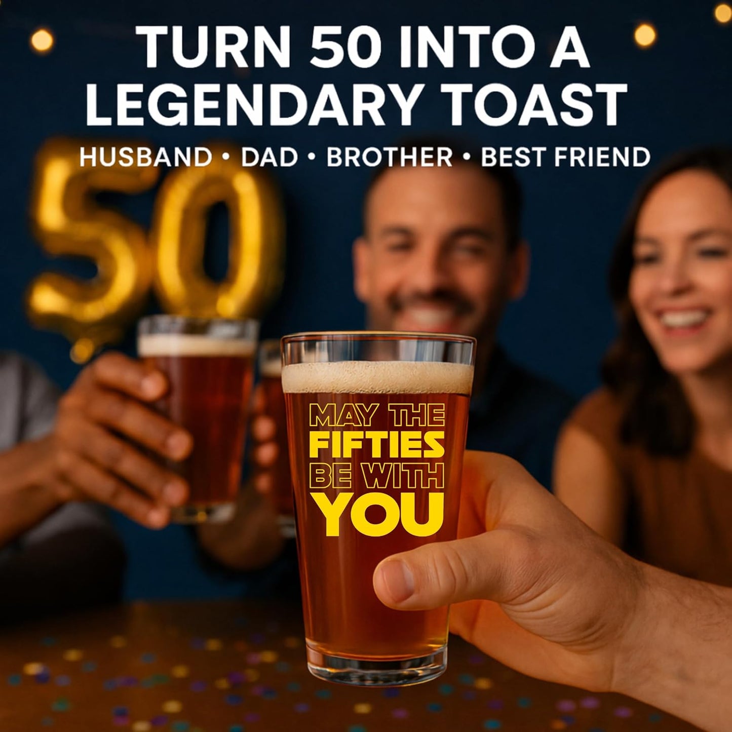 Vaso de cerveza para cumpleaños 50 años hombre May The Fifties Be With You