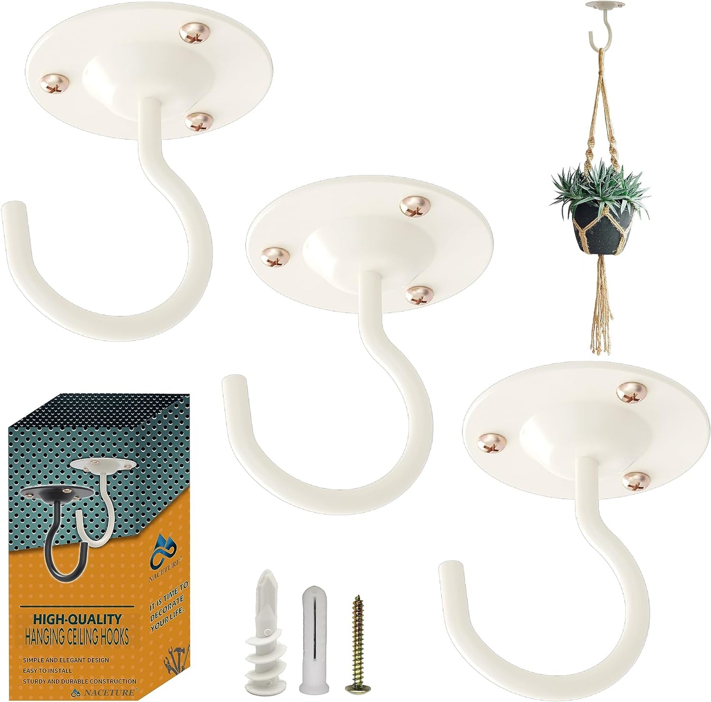 Ganchos techo soporte metal faroles hierro blanco