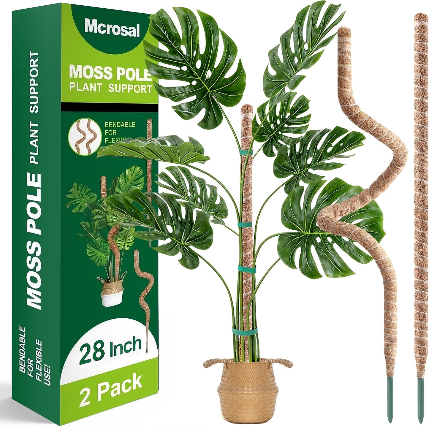2 Postes musgo flexibles 28pulg para plantas trepadoras