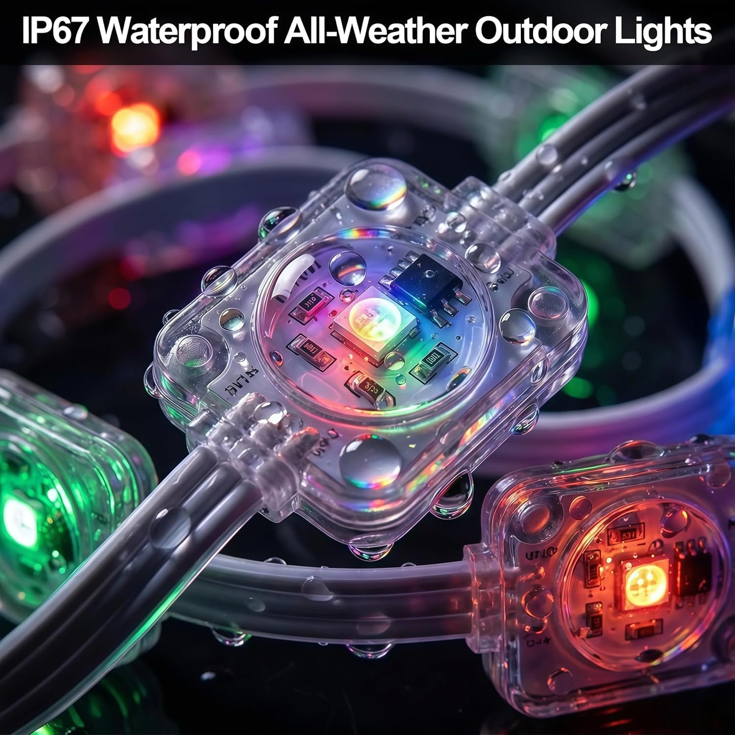 Luces LED RGB exteriores IP67 100ft control remoto Navidad