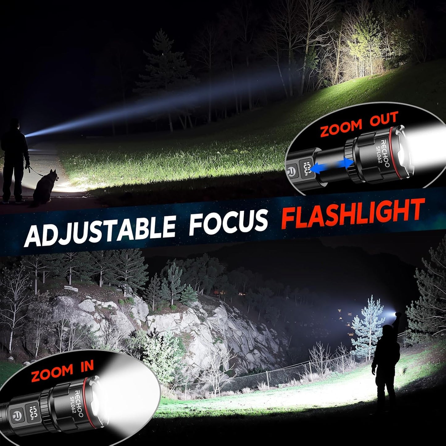 Pack 2 Linternas Recargables LED Brillante Modo Luz Zoom