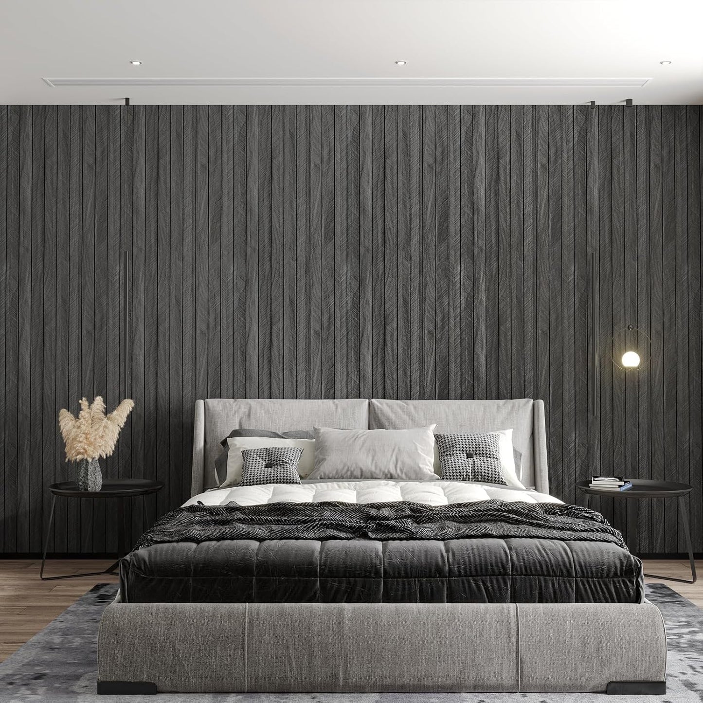 Paneles madera carbón 12x79pulg autoadhesivo para pared