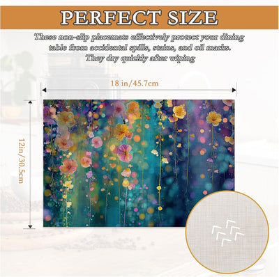 Set 6 Placemats Floral 12x18pulg Algodón Lavables