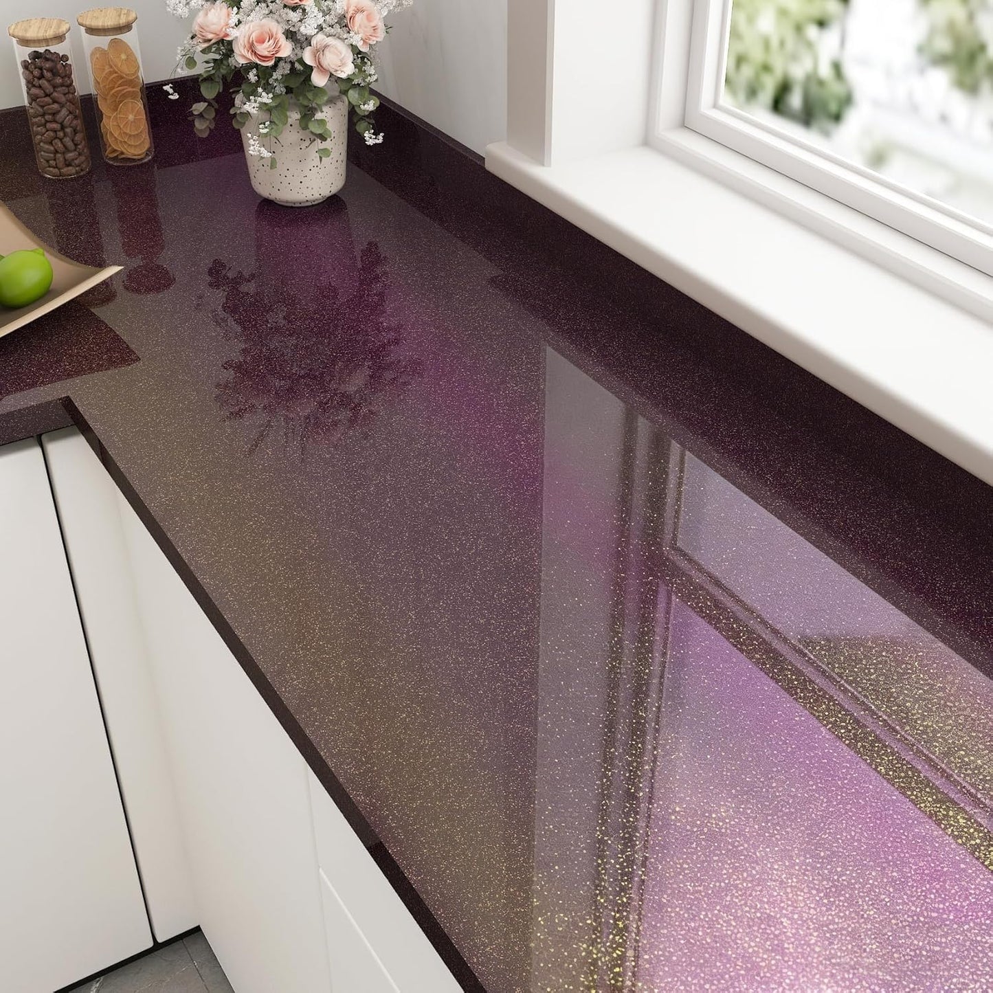 Papel tapiz iridiscente morado oscuro adhesivo impermeable
