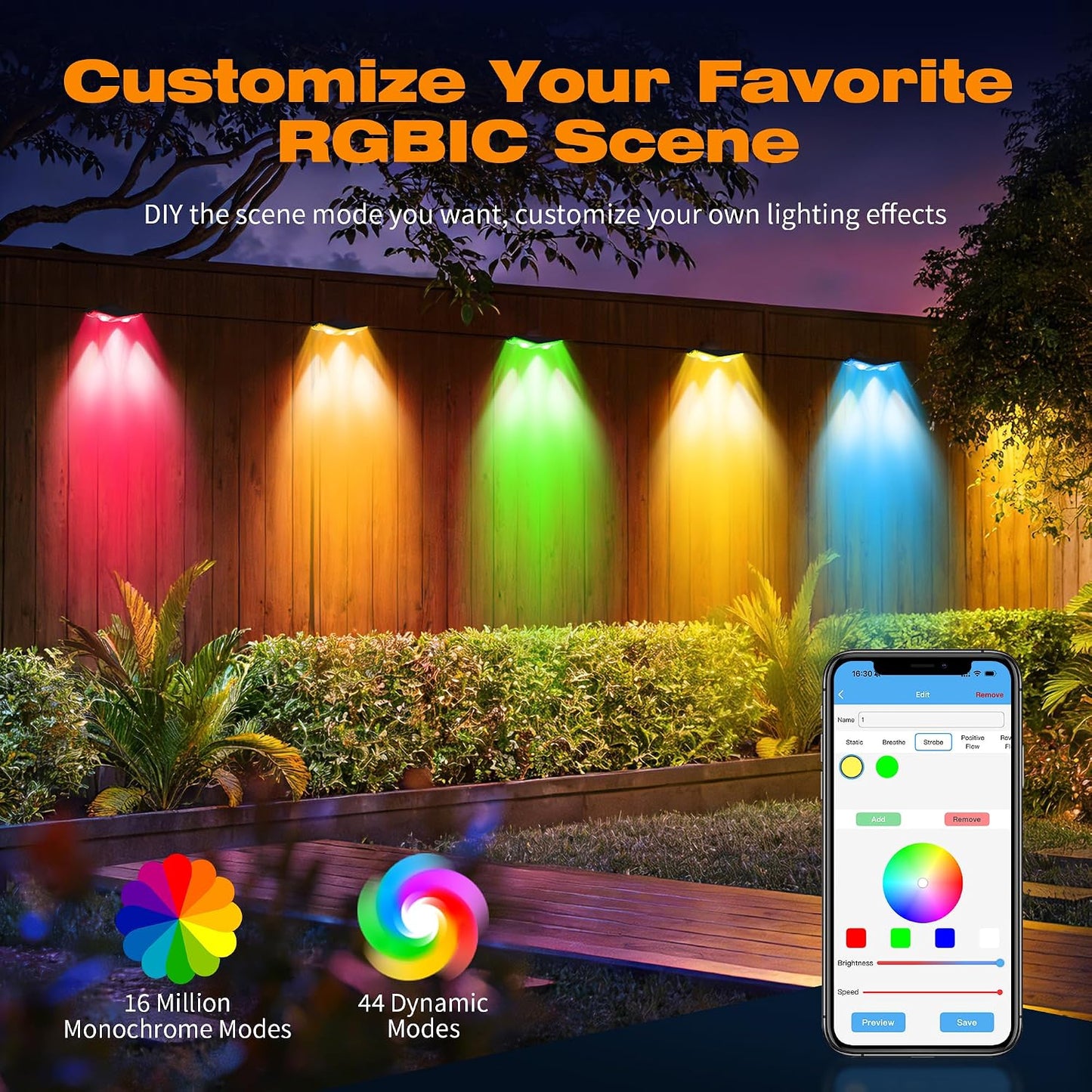 Luces valla exterior 8 pack 50pies enchufables control remoto