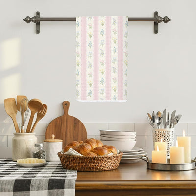 Toalla de cocina floral rosa vintage a rayas suave y absorbente