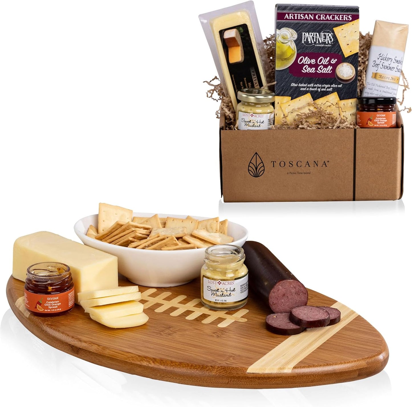 Tabla cortar picnic con regalo gourmet y comida