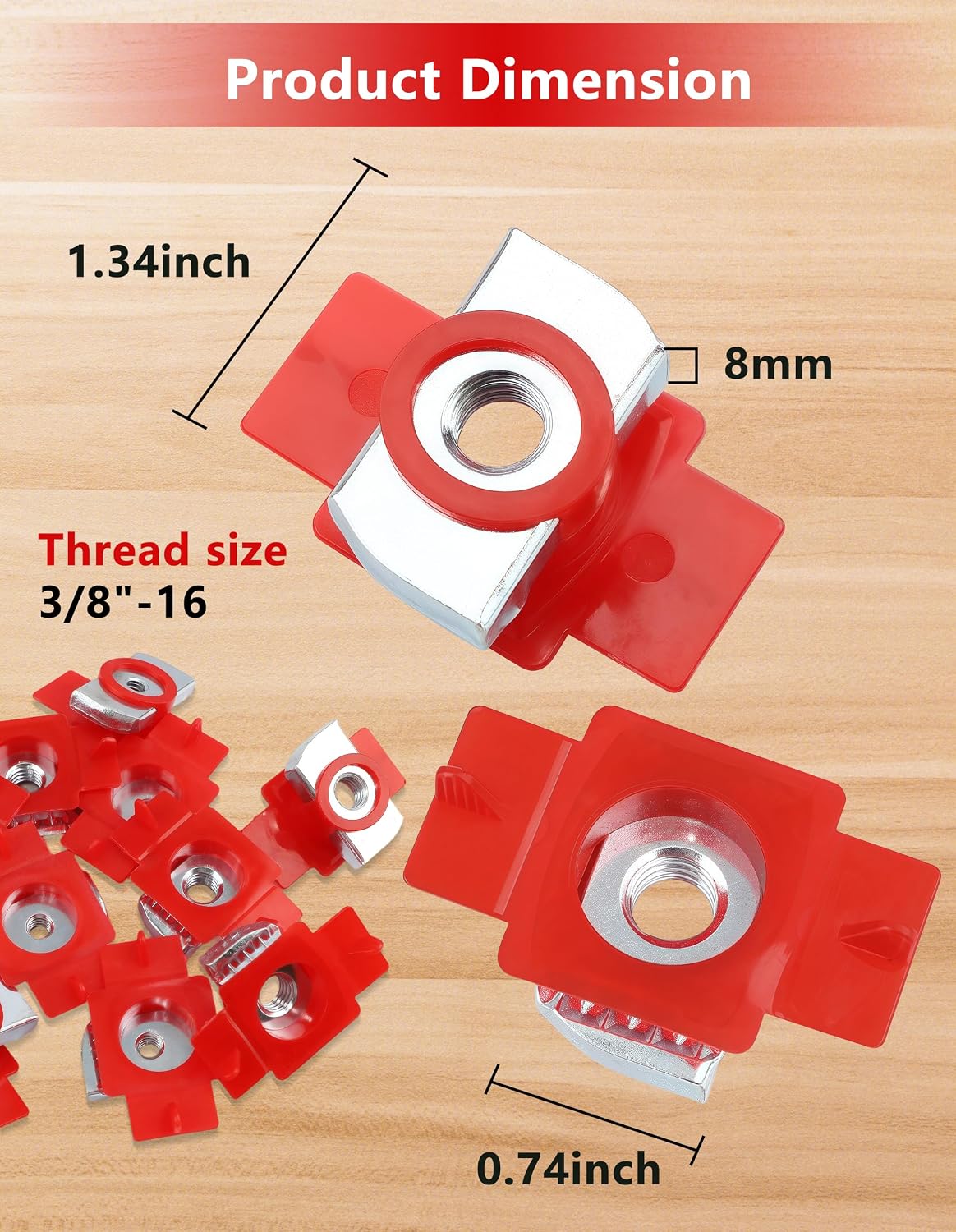 50 Tuercas Unistrut 3/8"-16 Nylon para Canal 1.625"