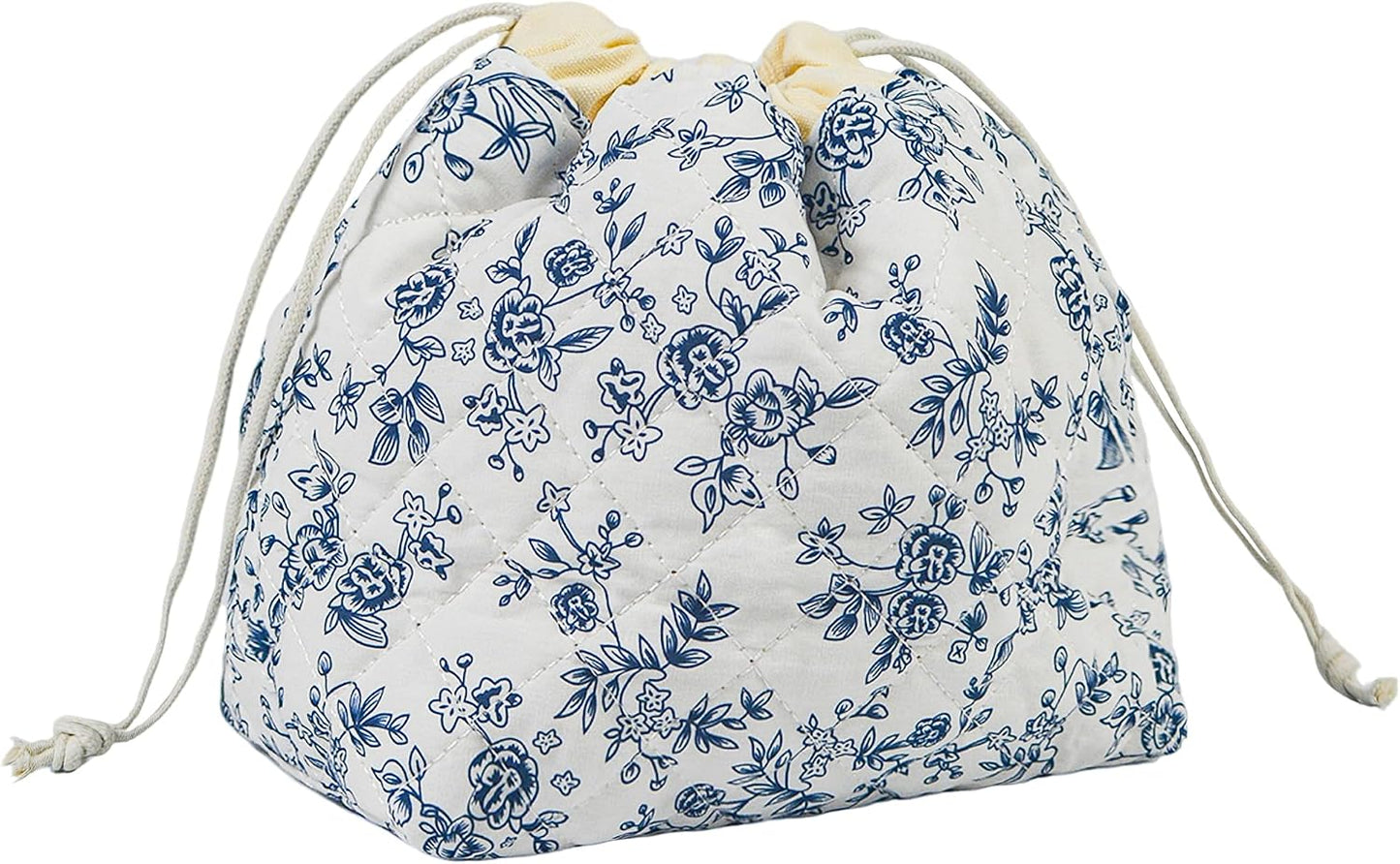 Bolsa maquillaje acolchada con cordón color azul oscuro
