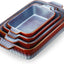 Set 4 Platos Horno Cerámica Rectangulares con Asas 14.7pulg