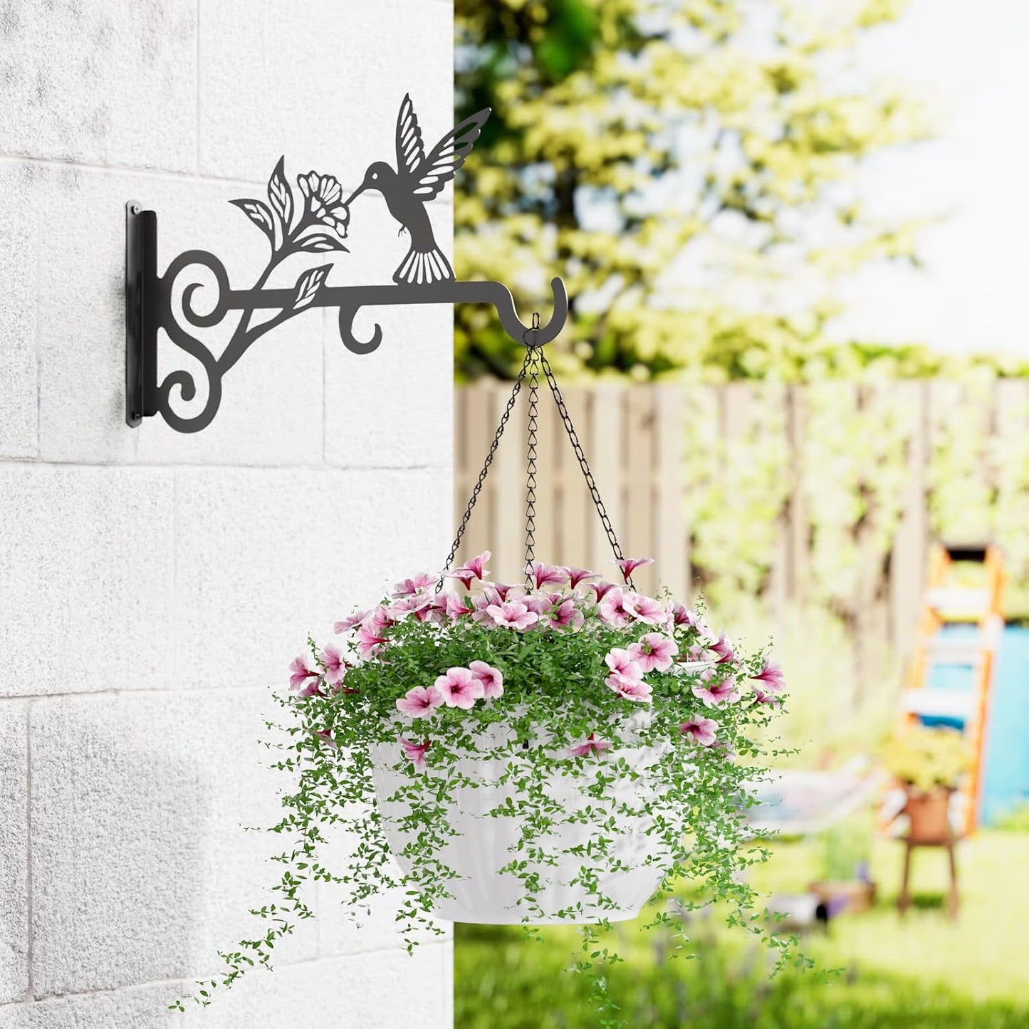 4 Pzas Percha Metal para Plantas 10pulg Patrón Colibrí