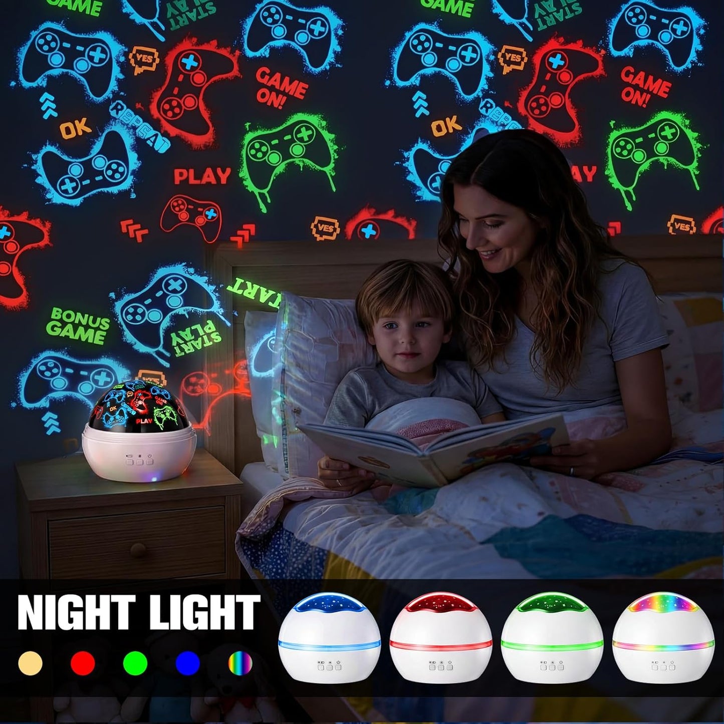 Luz Nocturna Sala Juegos Niños Proyector Estrellas 2en1
