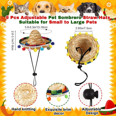 18 Pzas Disfraz Perro Cinco de Mayo Sombrero Bola Pom