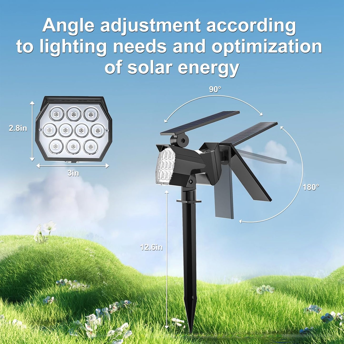 Luz solar exterior 8 Pzas modo 7 IP67 jardín