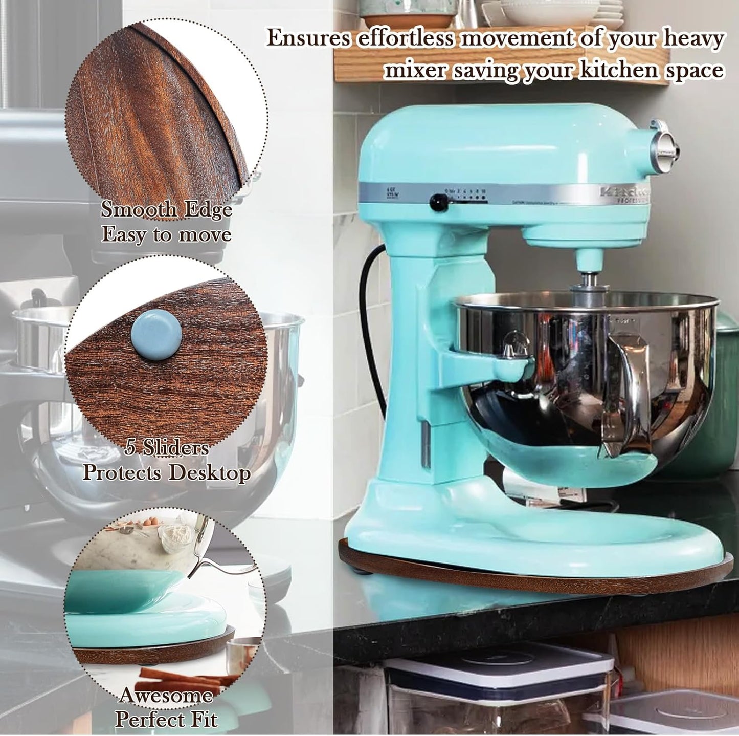 Alfombrilla nogal para mezcladora KitchenAid 5-8qt