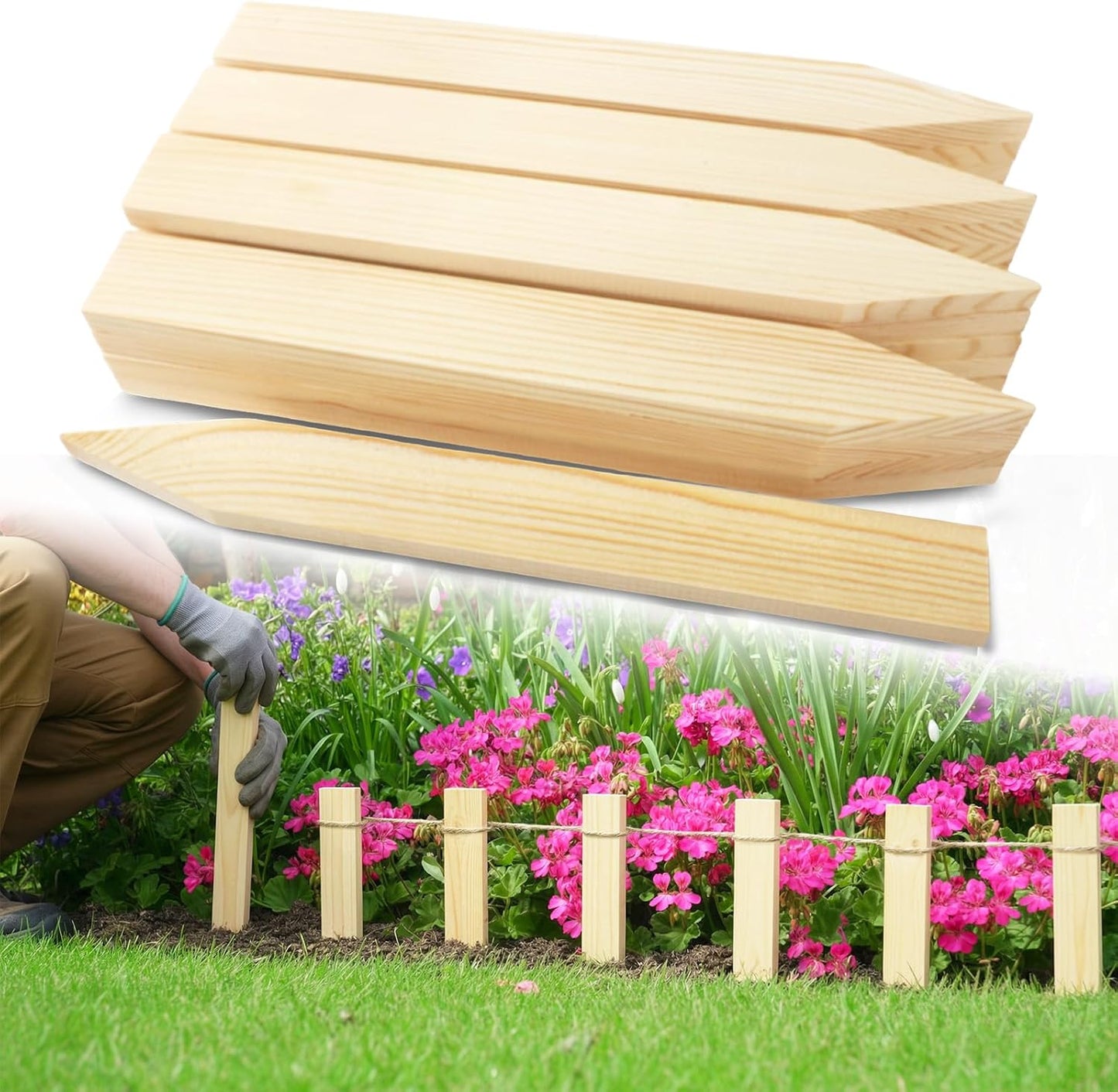 Pack 20 estacas madera jardín 12pulg para vides y vallas