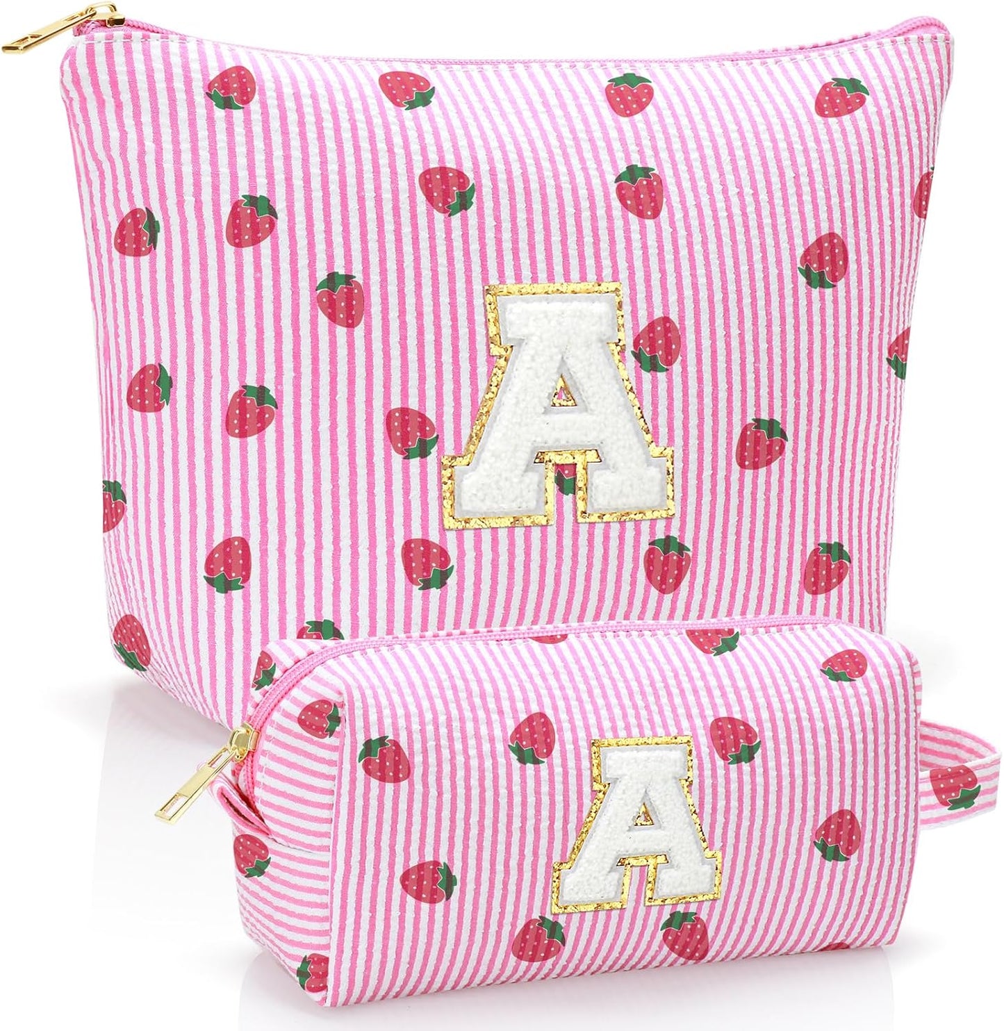 Bolsa maquillaje con estampado fresa para viaje y regalo