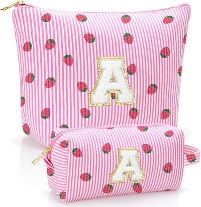 Bolsa maquillaje con estampado fresa para viaje y regalo