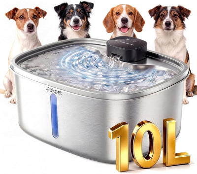 Fuente agua perros acero inox 10L inalámbrico sensor movimiento